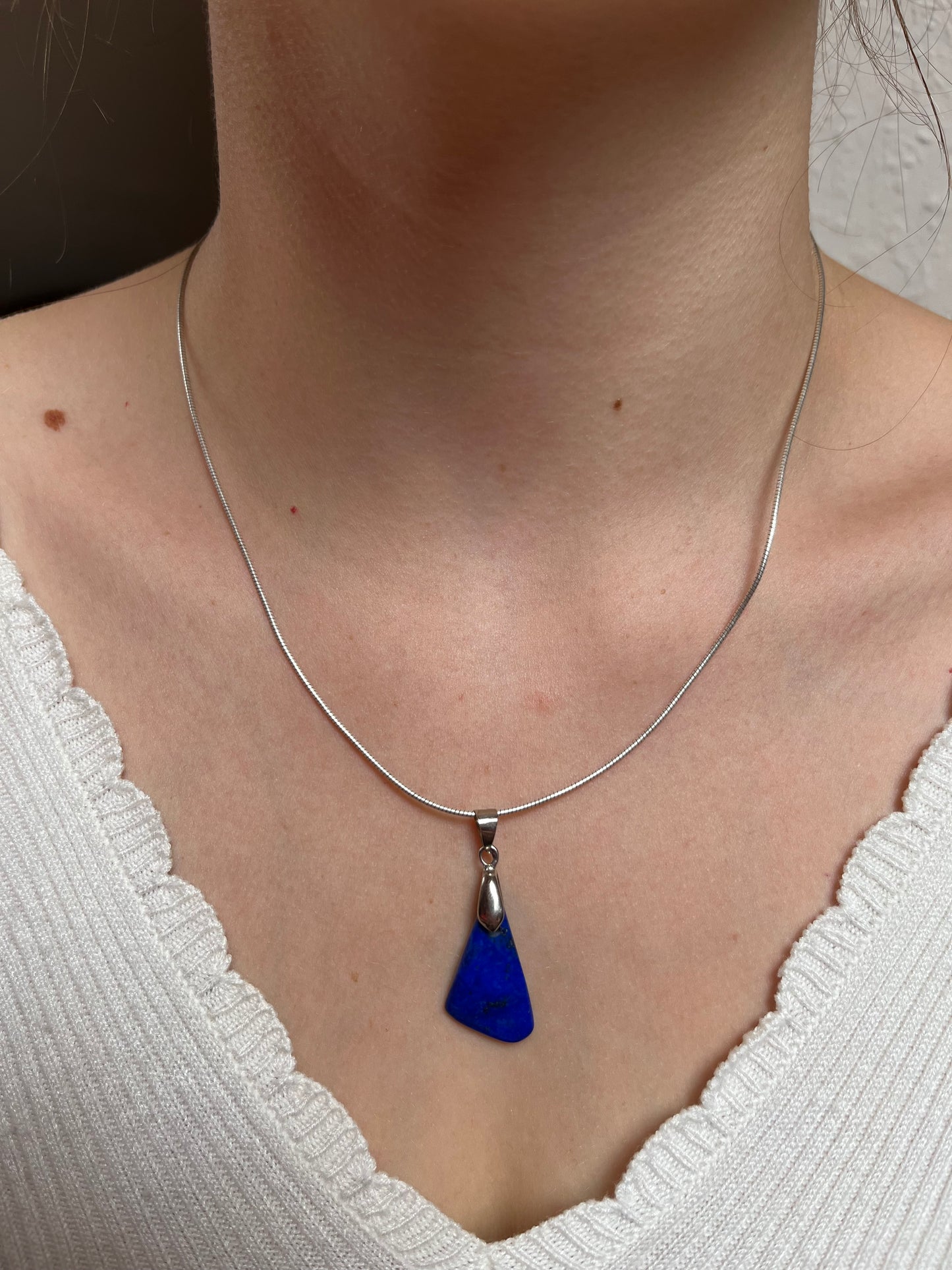 Lapislazuli Anhänger mit Silber Öse