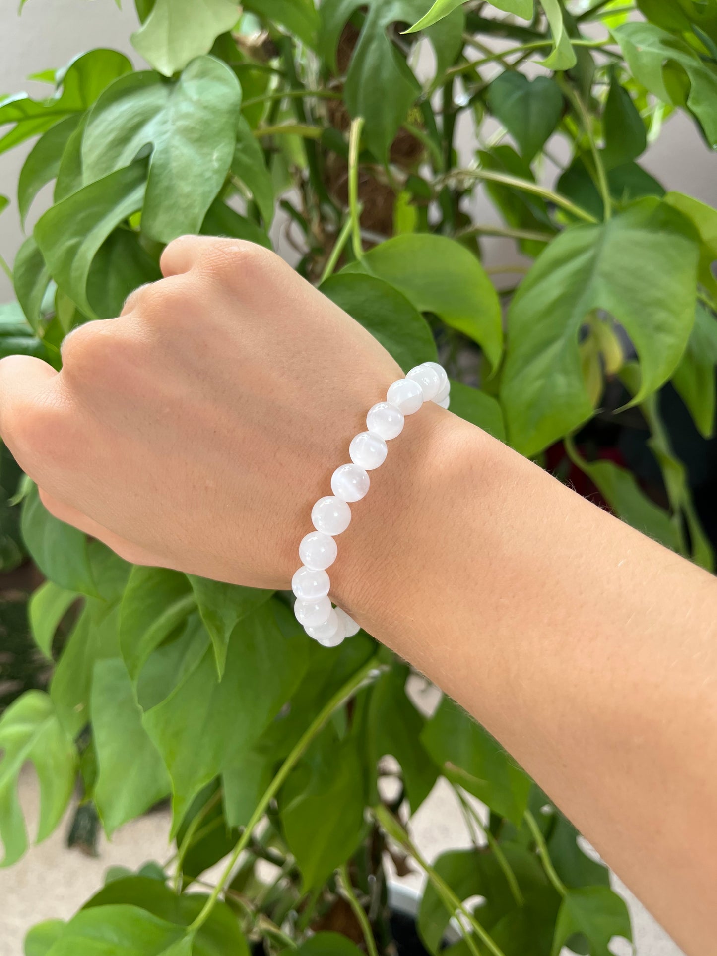 Selenit Kugelarmband 8 mm – Edelstein Schmuck für Klarheit & Reinigung