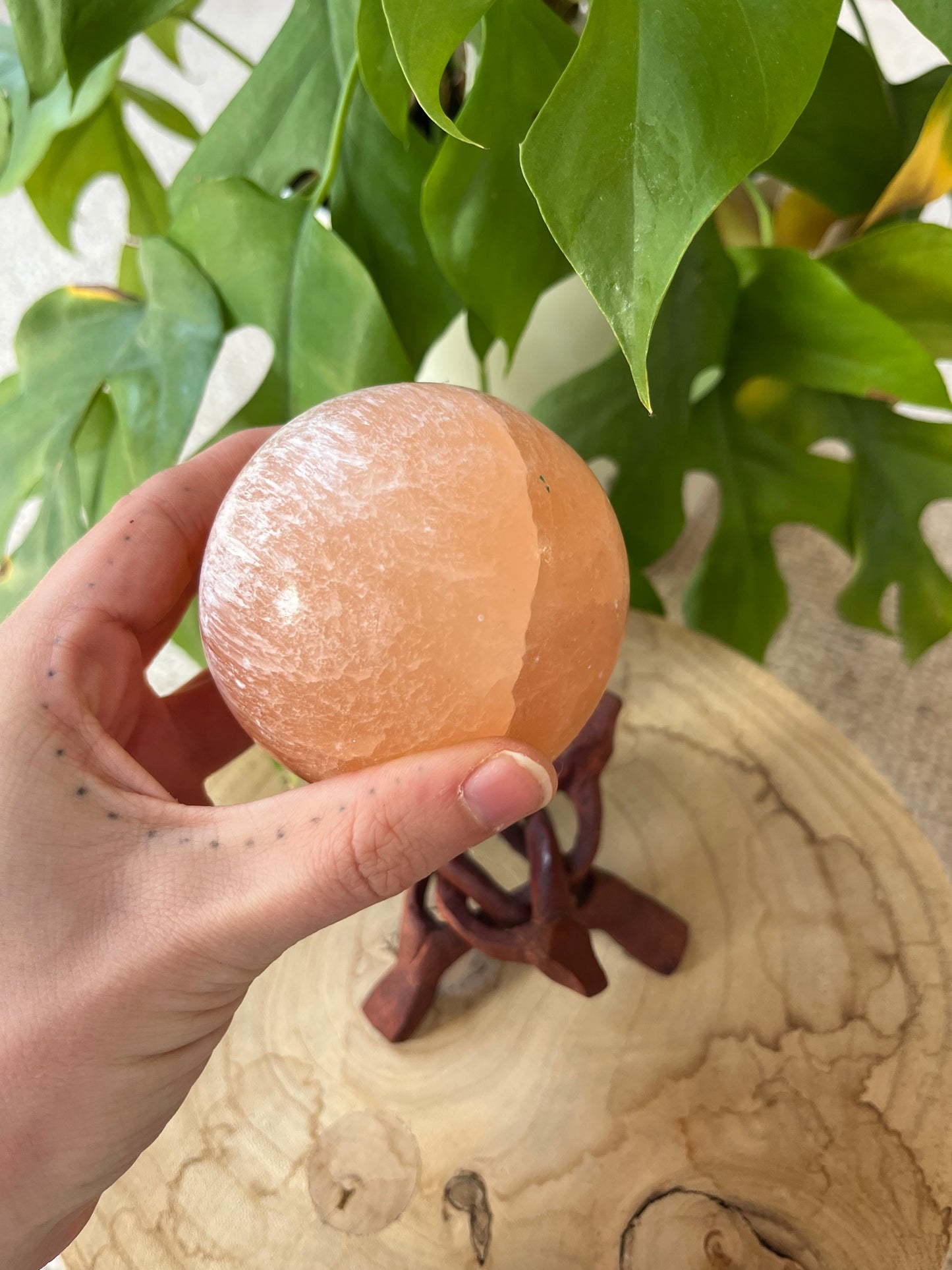 Selenit Kugel orange