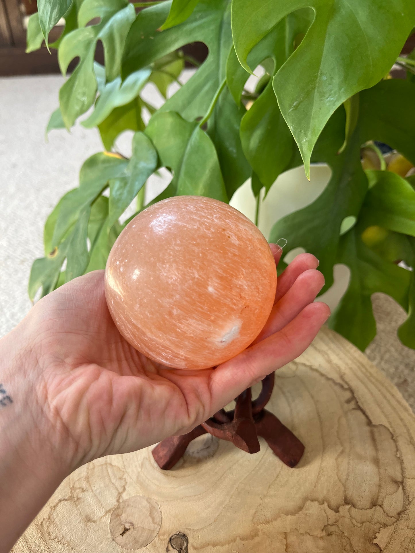 Selenit Kugel orange