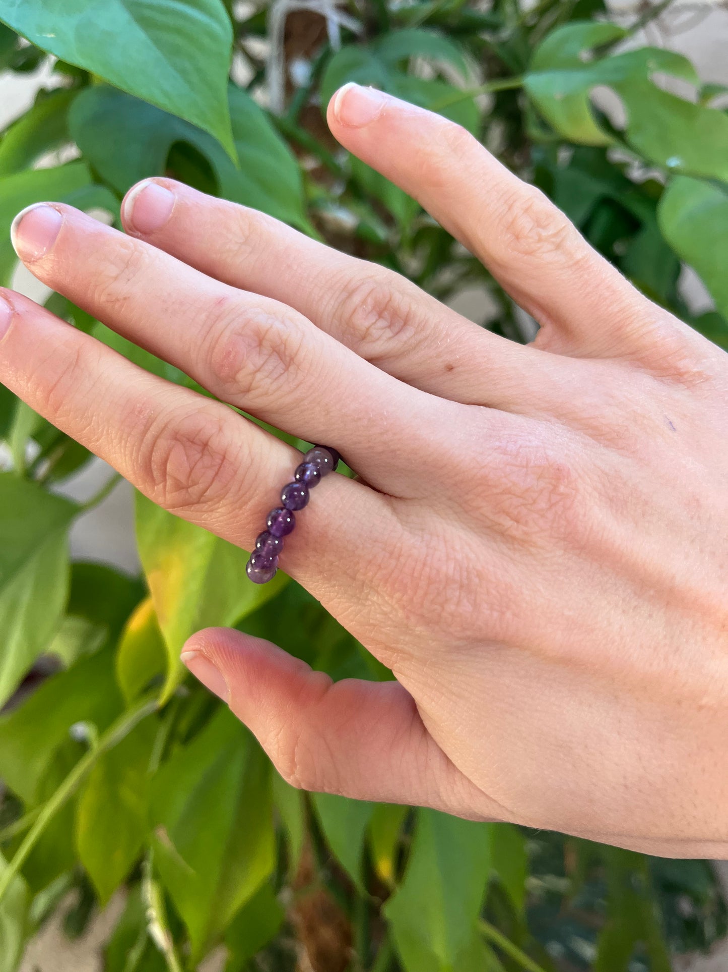 Amethyst Ring elastisch - 4mm Kugeln