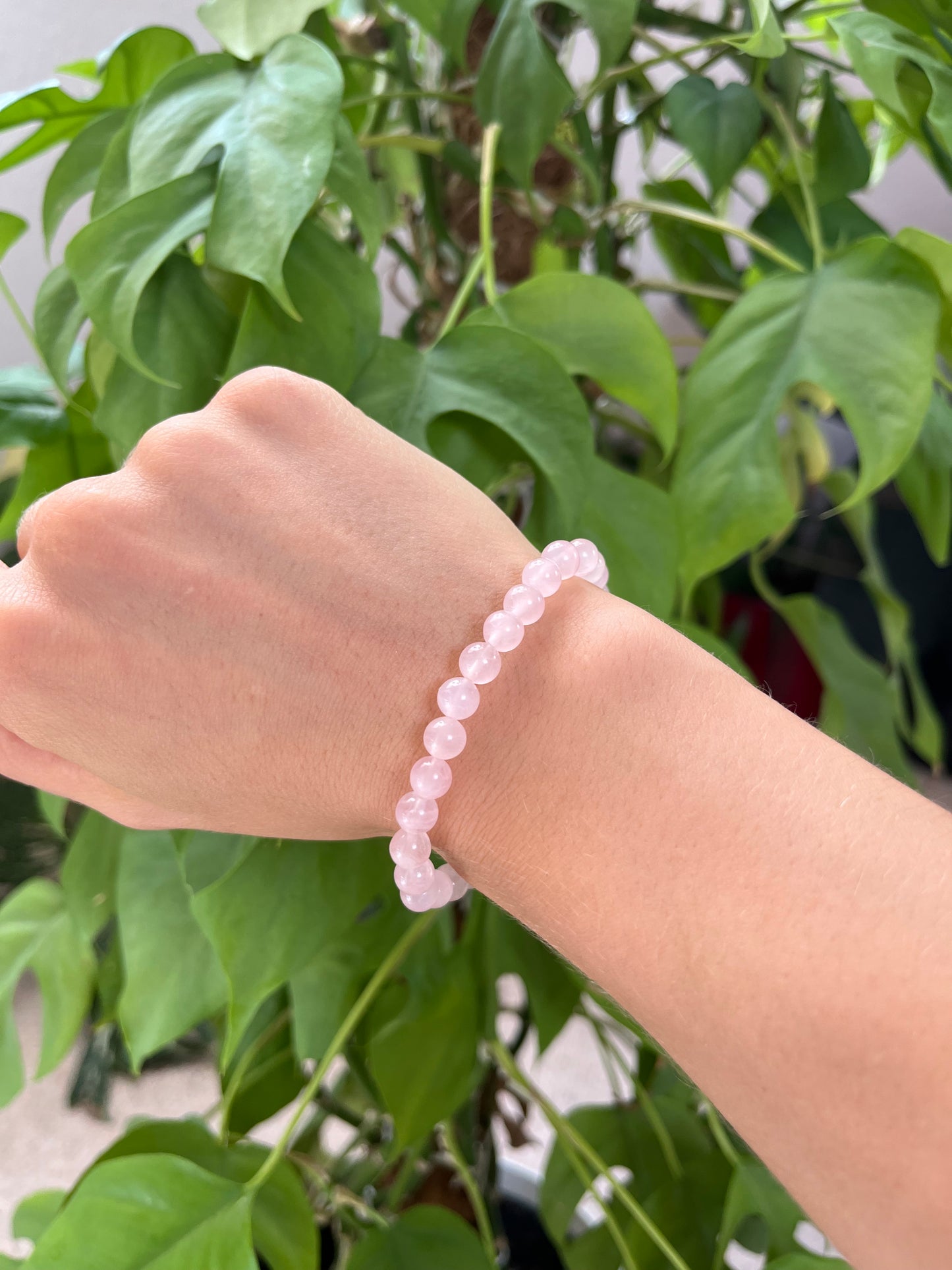 Rosenquarz Kugelarmband – wahlweise 6 mm oder 8 mm Edelstein Schmuck für Liebe & Harmonie