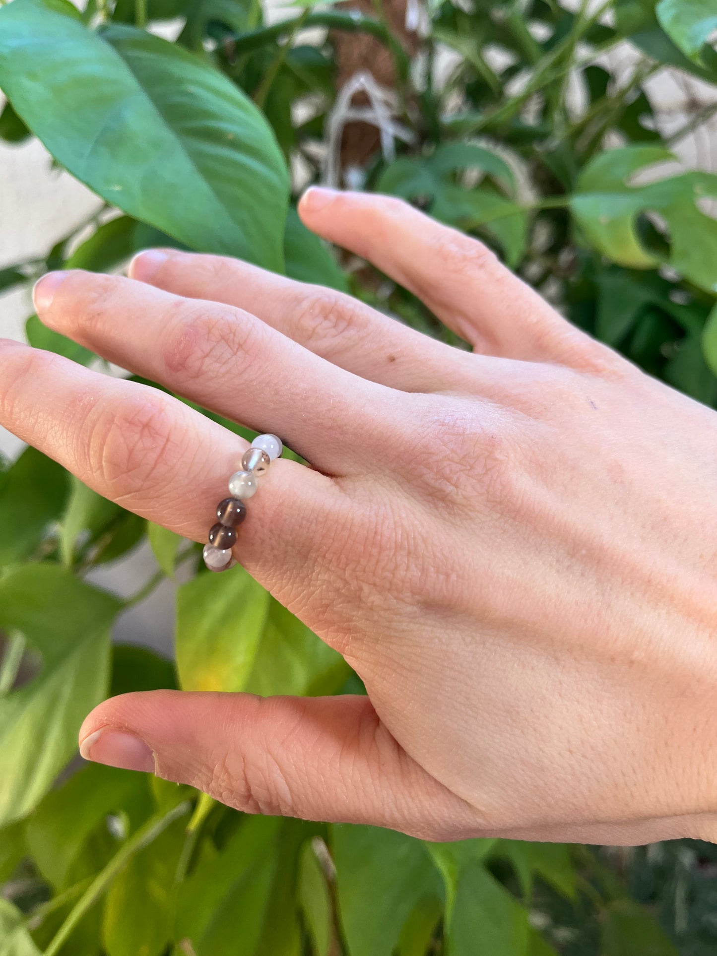 Botswana Achat Ring elastisch - 4mm Kugeln