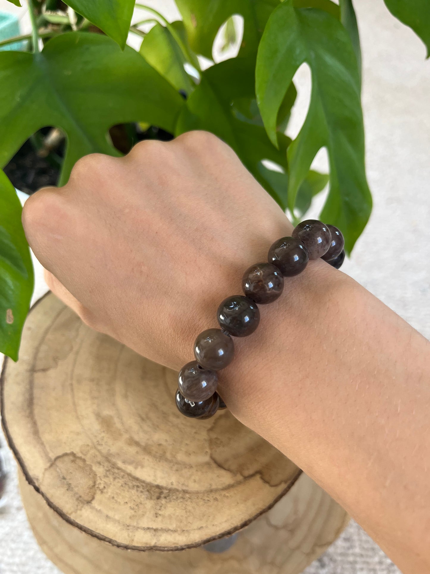 Versteinertes Holz Kugel Armband
