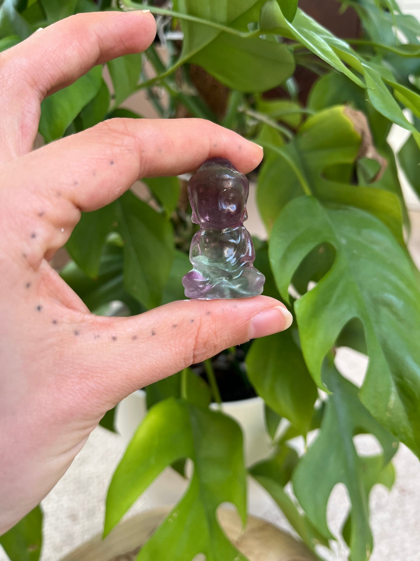 Fluorit Buddah Gravur