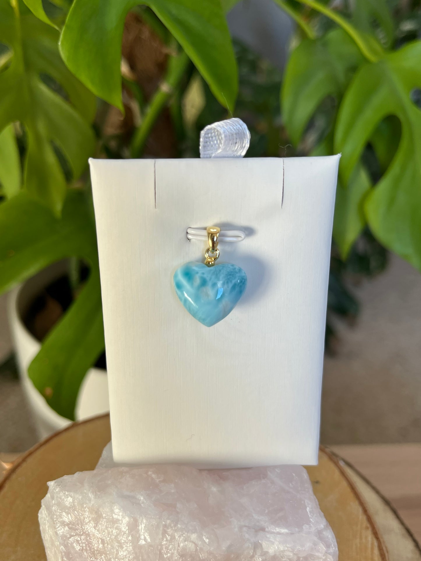 Larimar Herz Anhänger – 925 Silber vergoldete Öse