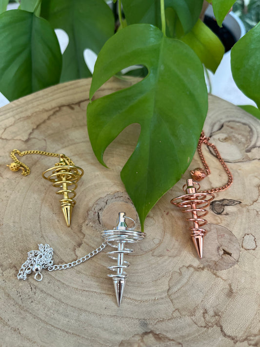 Messing Spiralpendel – versilbert, verkupfert oder vergoldet