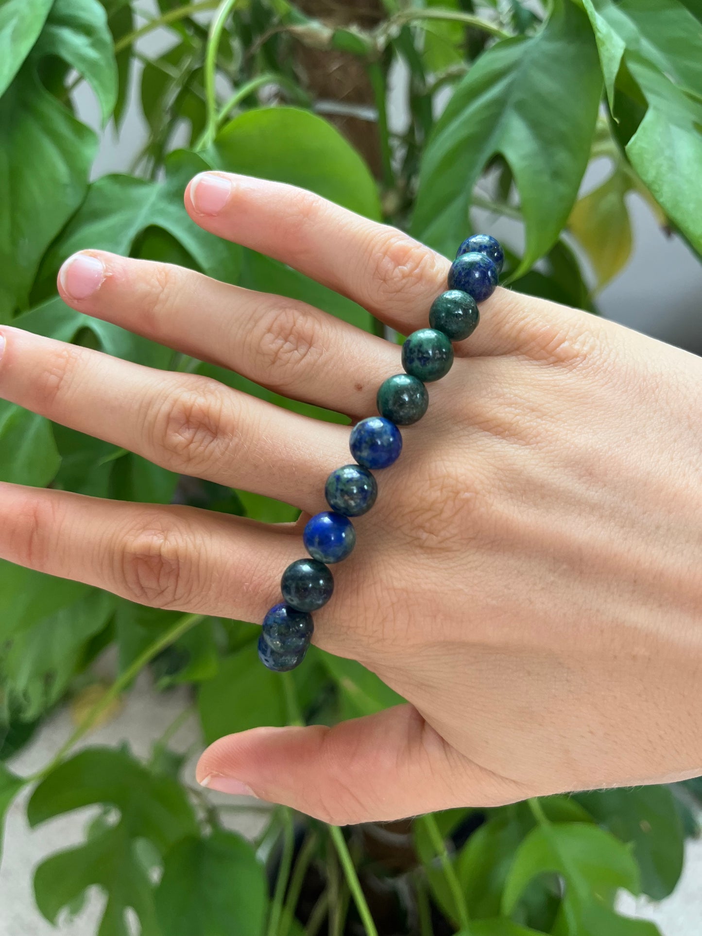 Azurit-Chrysokoll Kugelarmband 8 mm – Edelstein Schmuck für Intuition & Harmonie