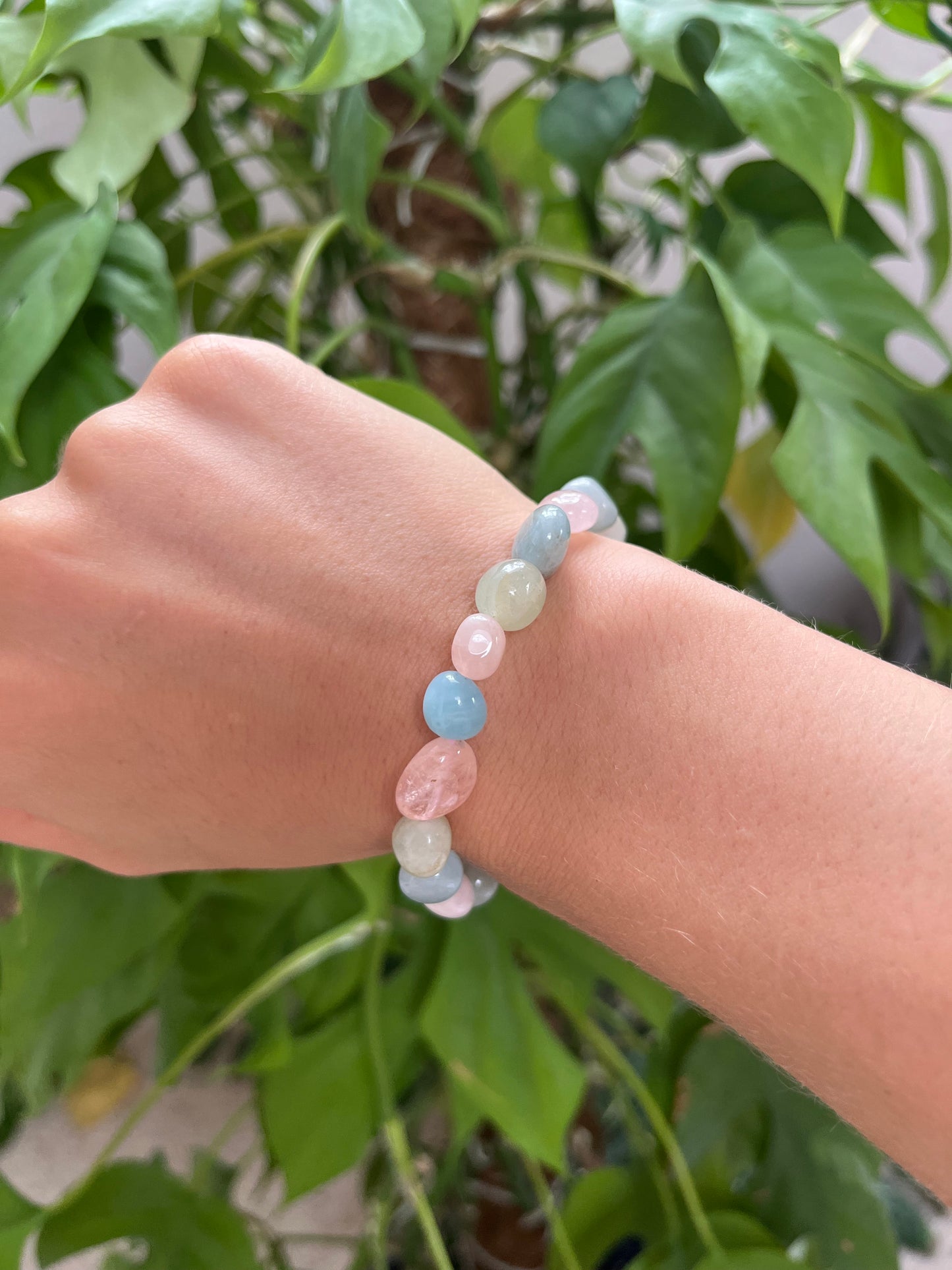 Morganit Nugget Armband – Beryll Edelstein Schmuck für Liebe & Harmonie