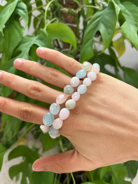 Morganit Nugget Armband – Beryll Edelstein Schmuck für Liebe & Harmonie