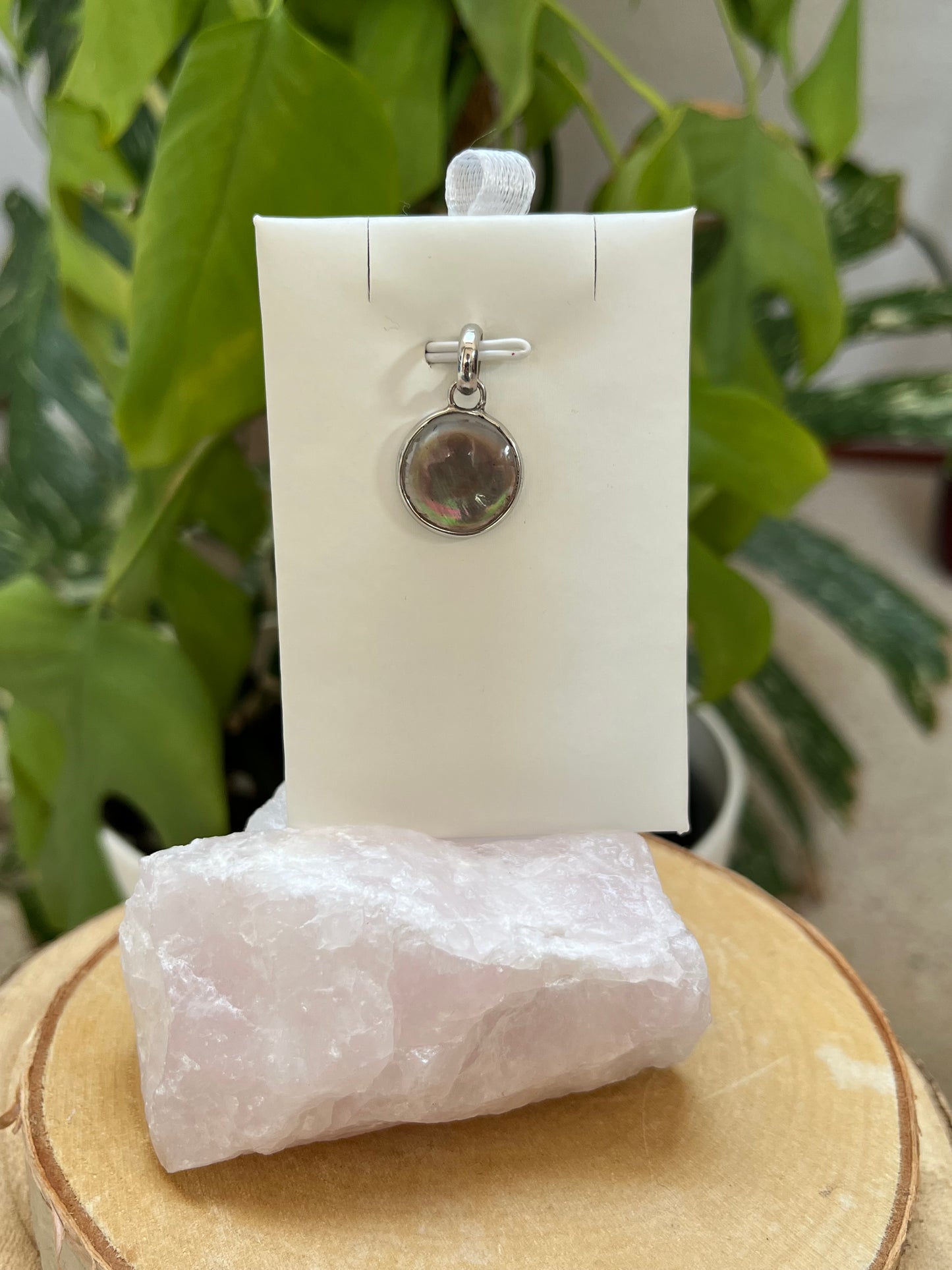 Perlmutt Kettenanhänger rund 925 Silber – Schimmernder Naturanhänger