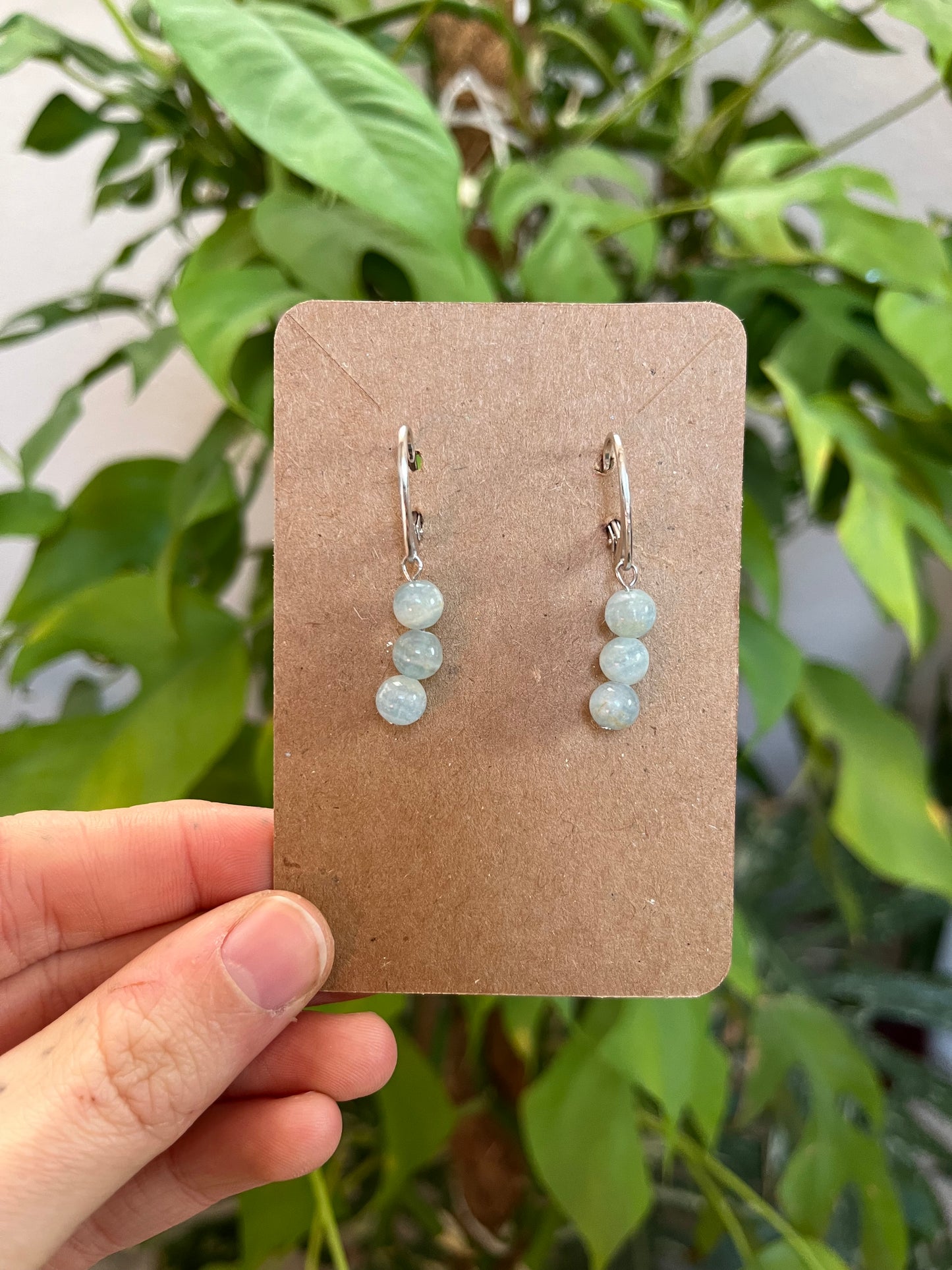 Aragonit blau Kugel Ohrringe – 925 Sterling Silber