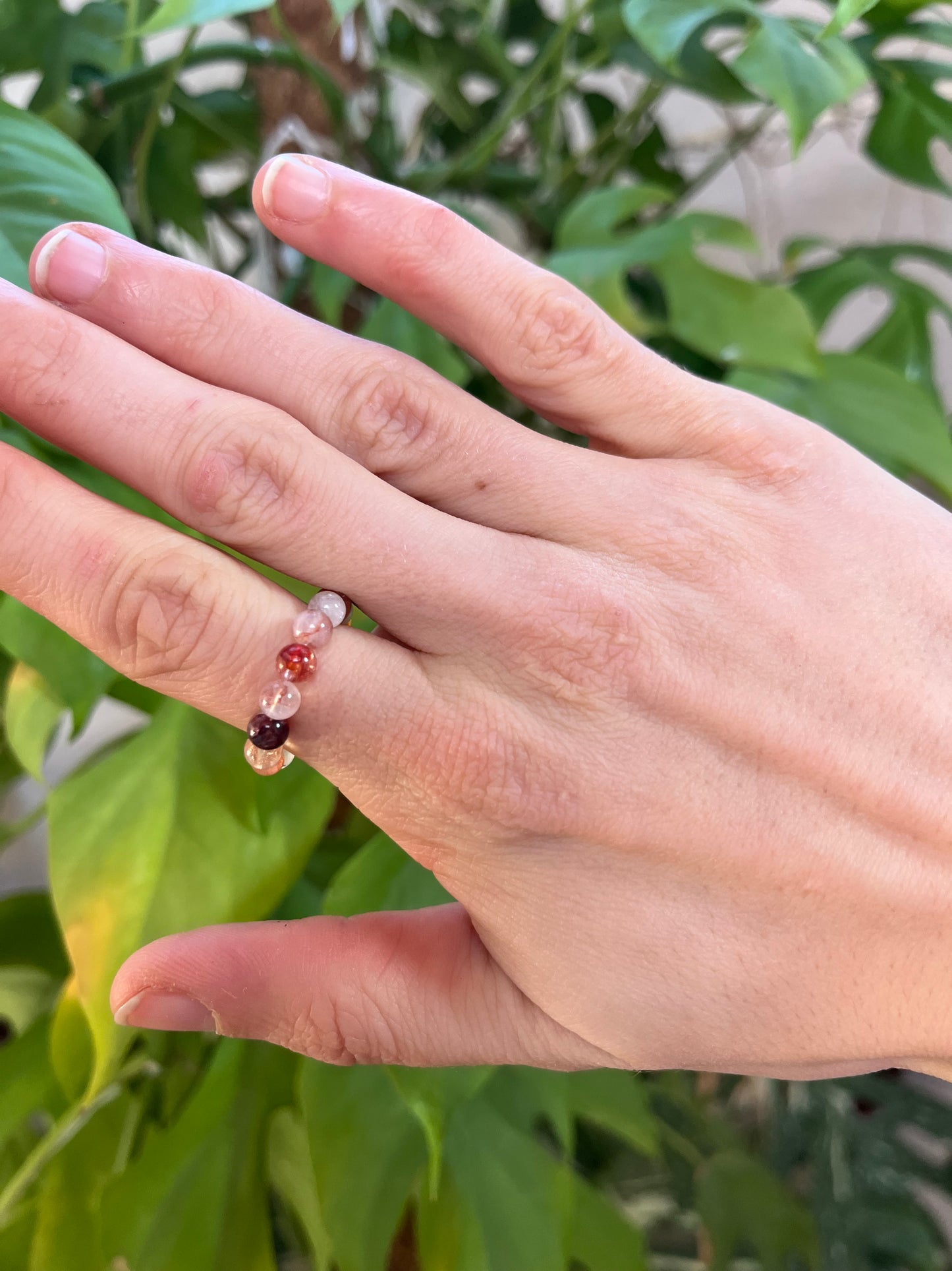 Feuerquarz Ring elasisch - 4mm Kugeln