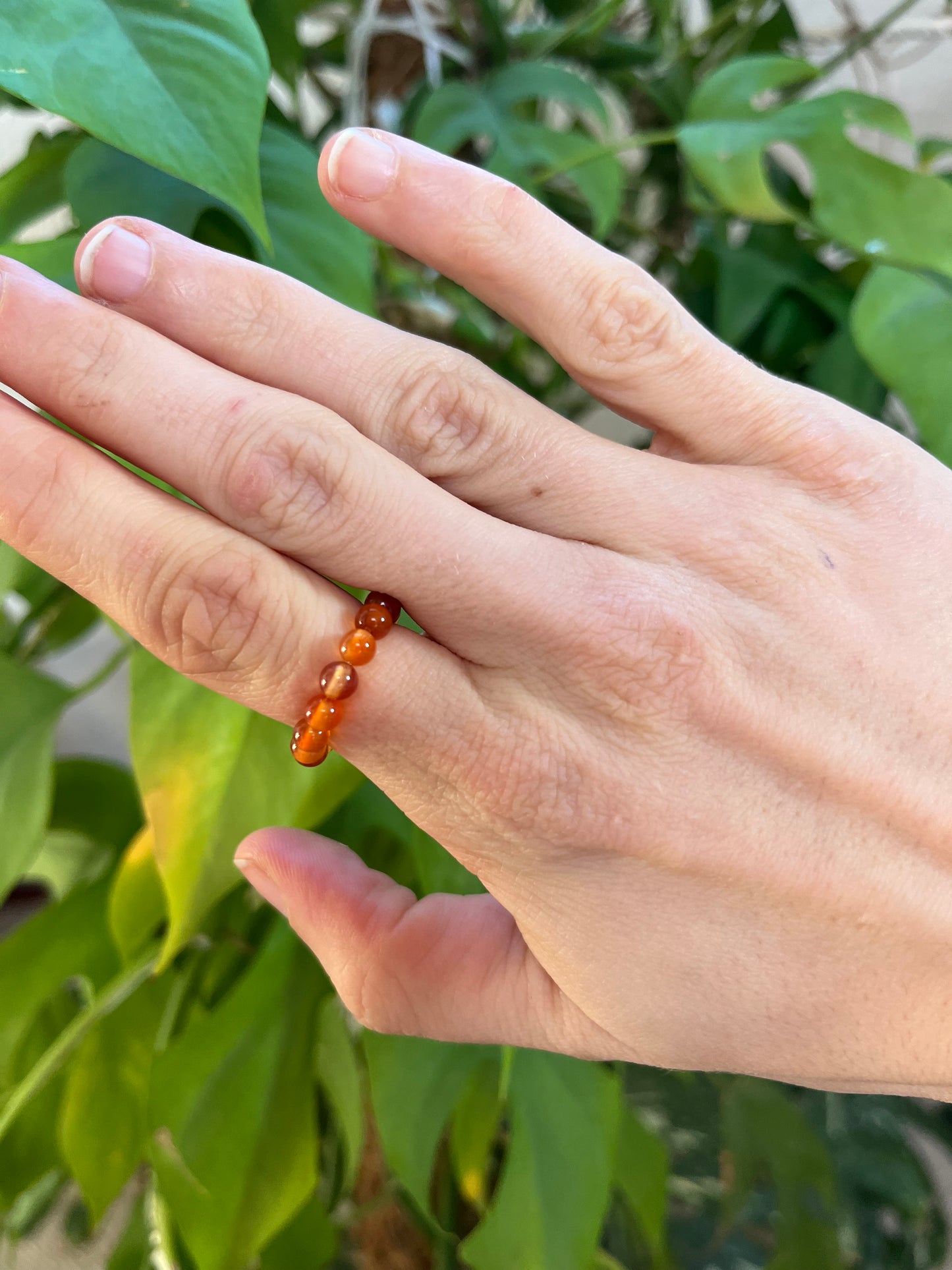 Karneol Ring elastisch - 4mm Kugeln