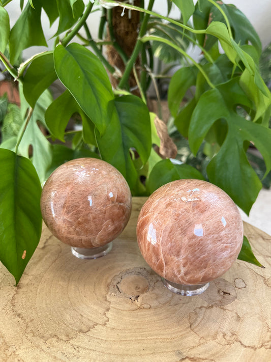 Pirsich Mondstein Kugel 6,5 cm – Edelstein für Intuition & innere Balance