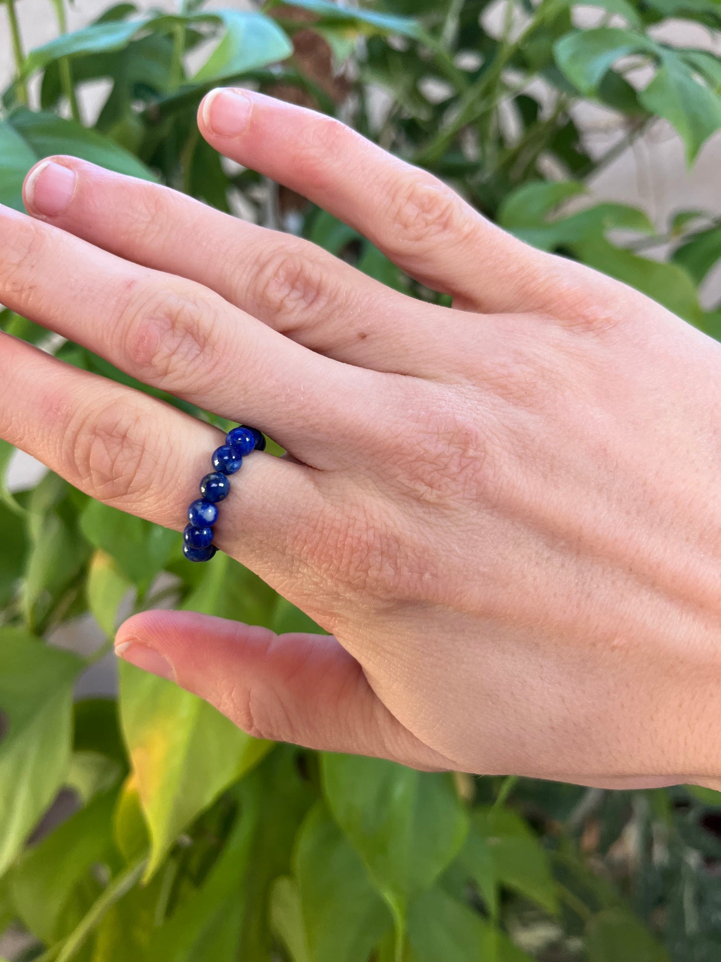 Lapislazuli Ring elastisch - 4mm Kugeln