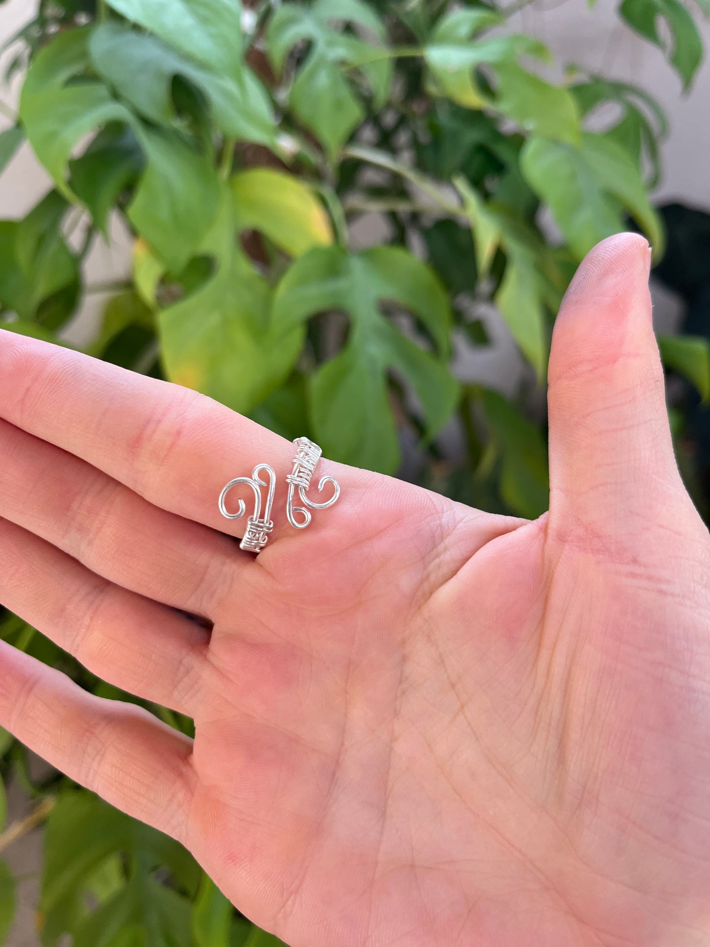 Rhodonit Ring verstellbar – handgefertigt | 925 Sterling Silber Draht