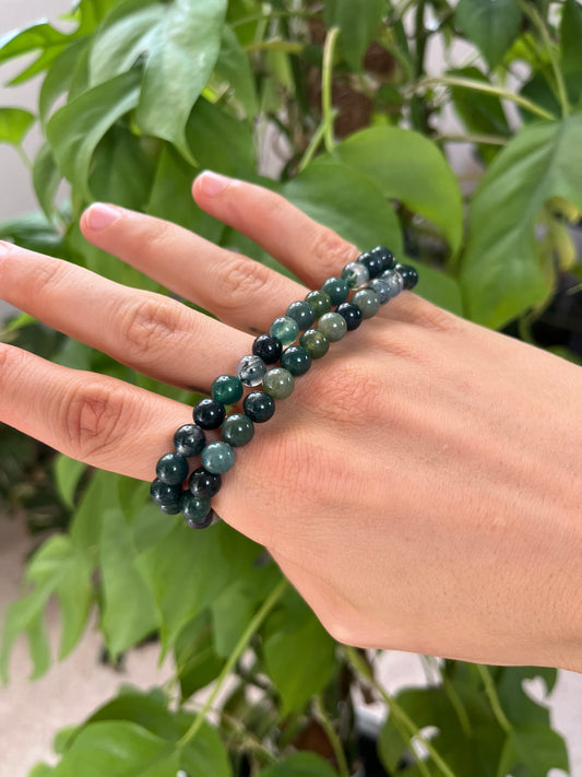 Moosachat Kugelarmband 6 mm – Edelstein Schmuck für Erdung & Harmonie