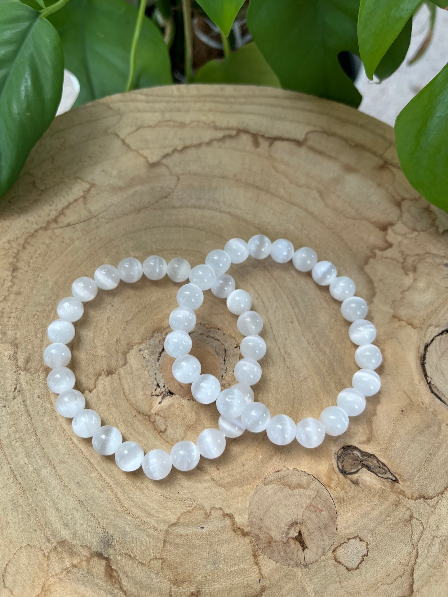 Selenit Kugelarmband 8 mm – Edelstein Schmuck für Klarheit & Reinigung