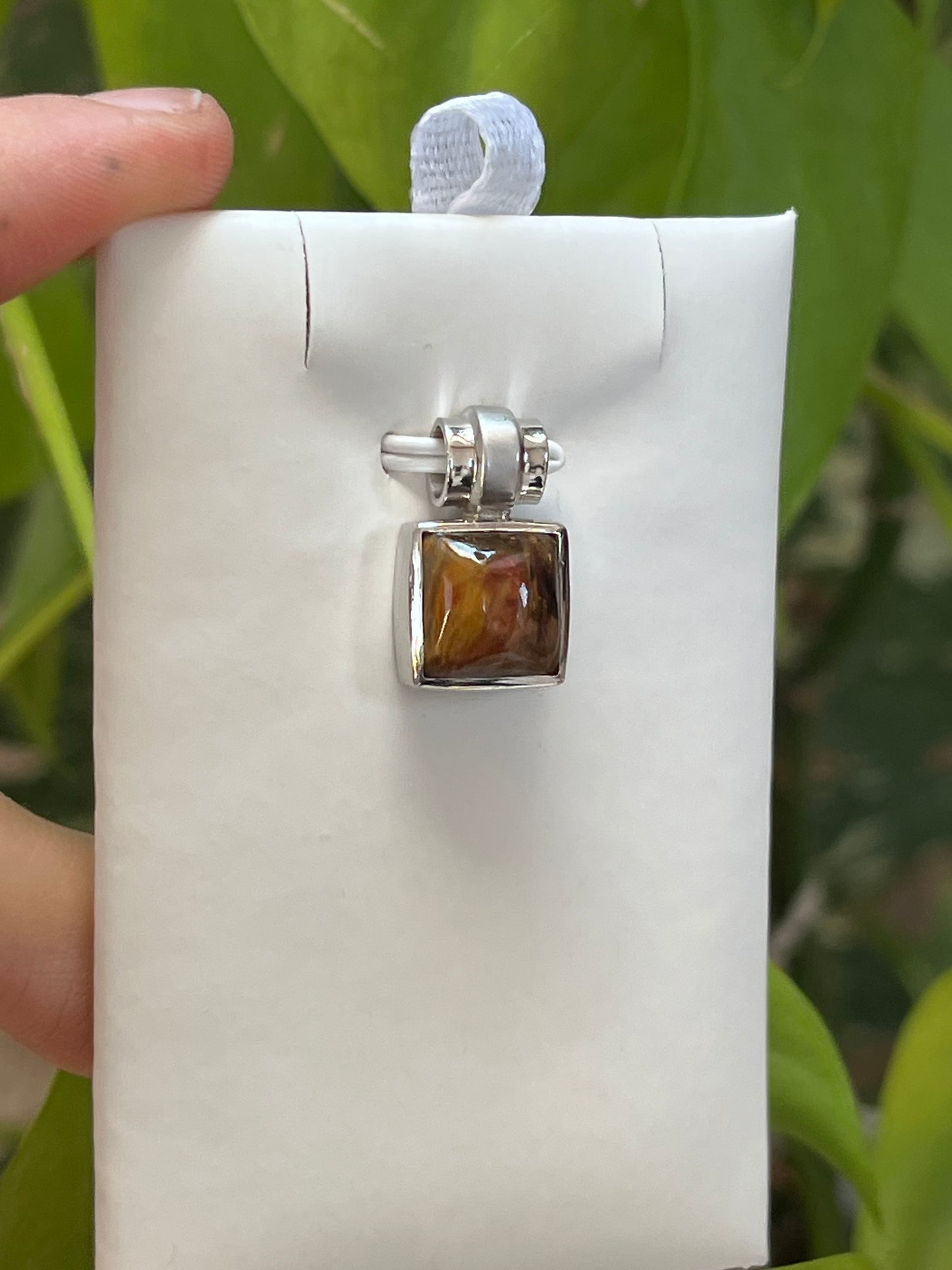 Pietersit Anhänger quadratisch 925 Silber – Edelstein Schmuck für Klarheit & Stärke