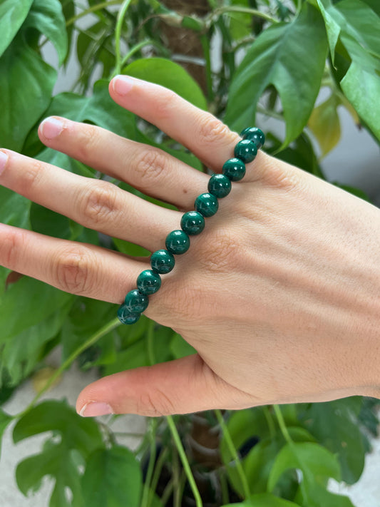Malachit Kugelarmband 8 mm – Edelstein Schmuck für Schutz & Transformation