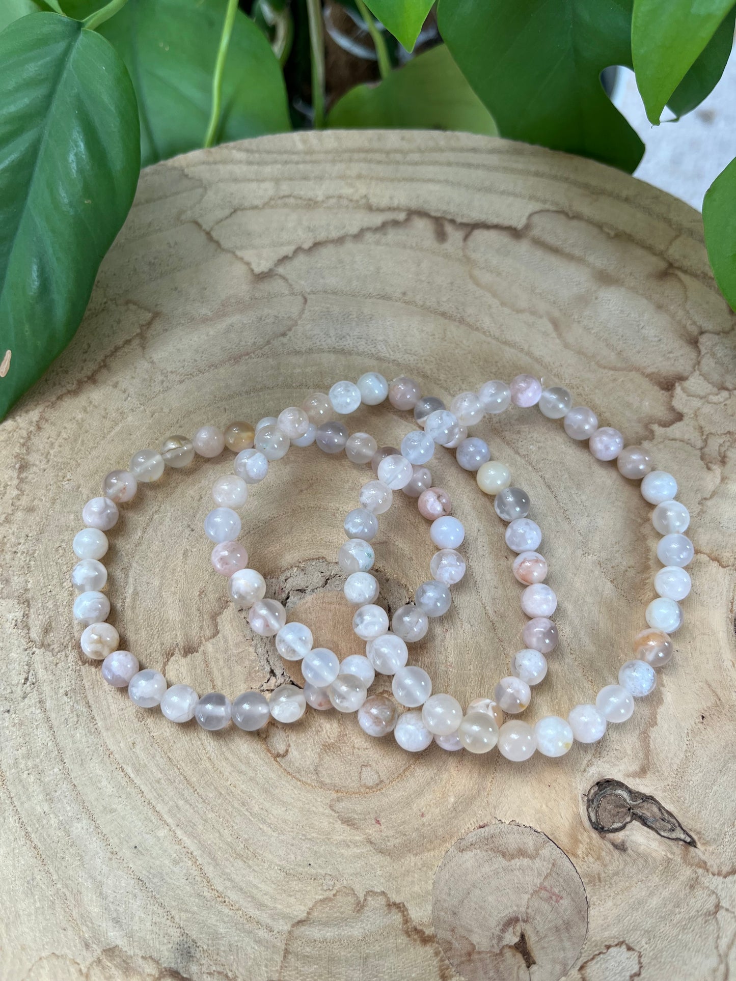 Blumenachat Kugelarmband 6 mm – Edelstein Schmuck für Freude & Harmonie