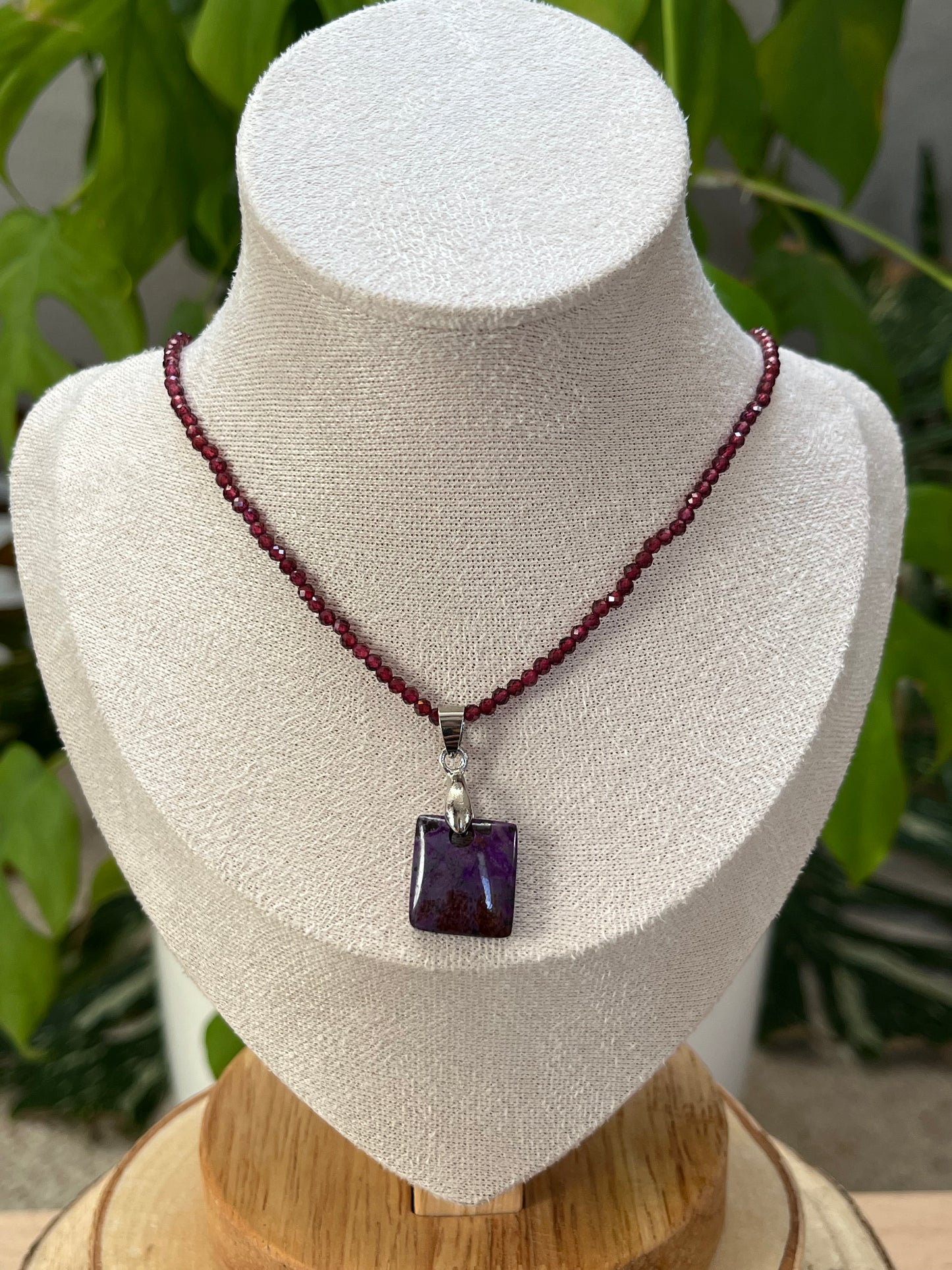 Granat Collier 2 mm facettiert – 925 Verschluss| 45 cm