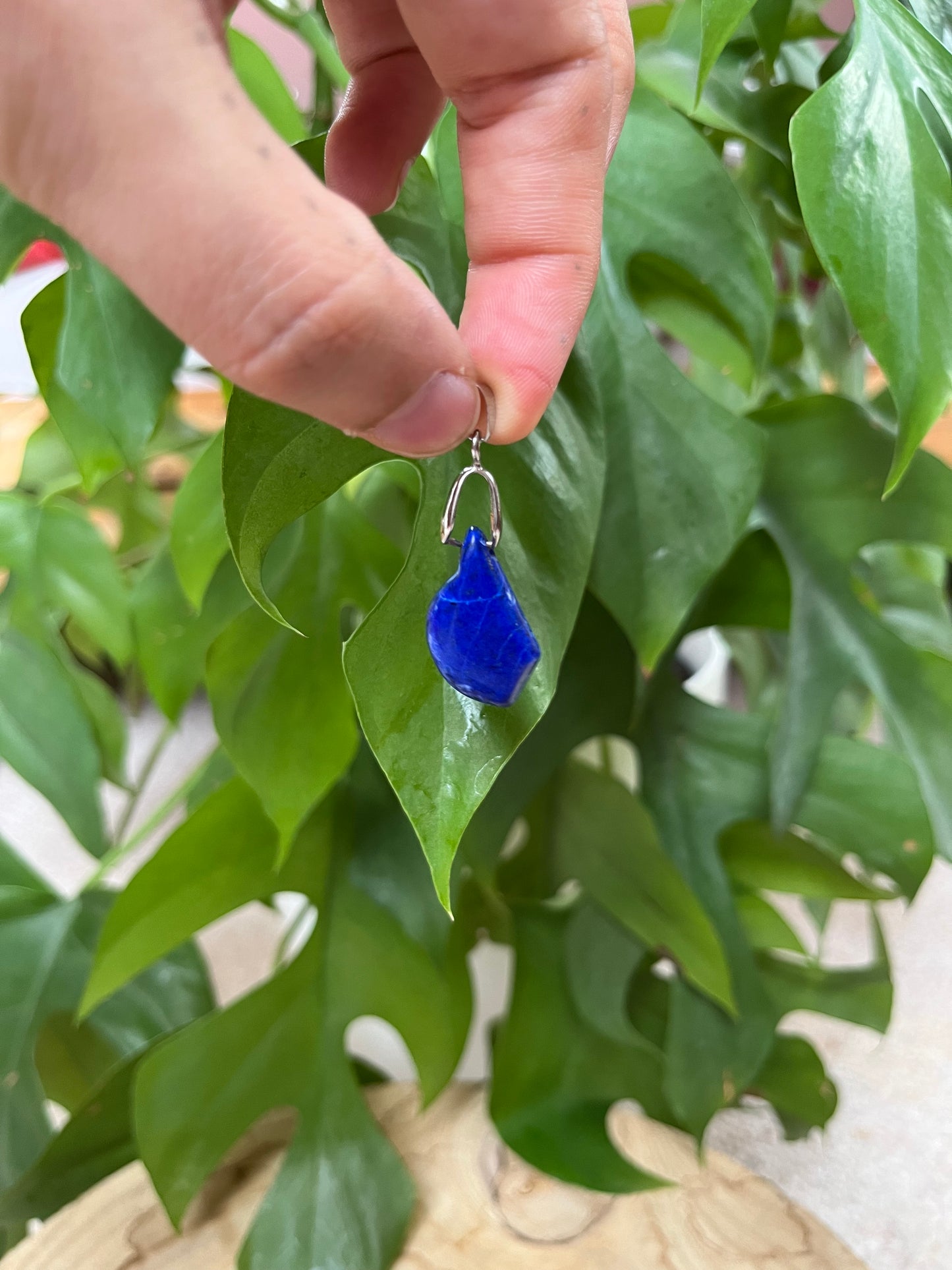 Lapislazuli Anhänger mit Silber Öse