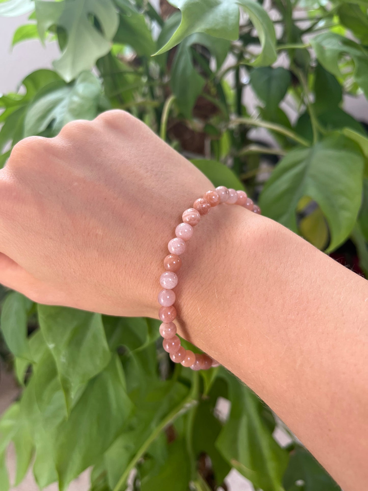 Pfirsich-Mondstein Kugelarmband – 6 mm oder 8 mm (AA-Qualität) Edelstein Schmuck
