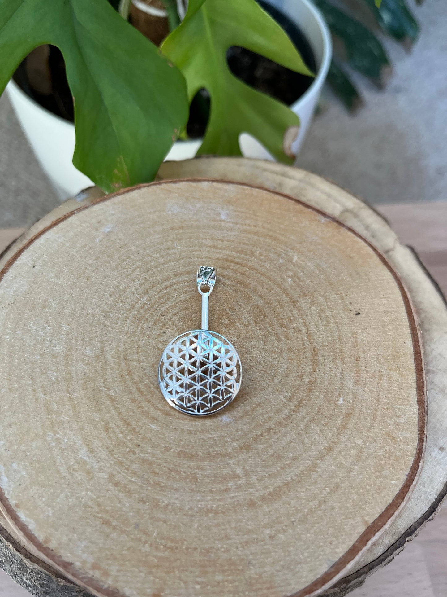 Blume des Lebens Donut Halter 3 cm – Messing versilbert