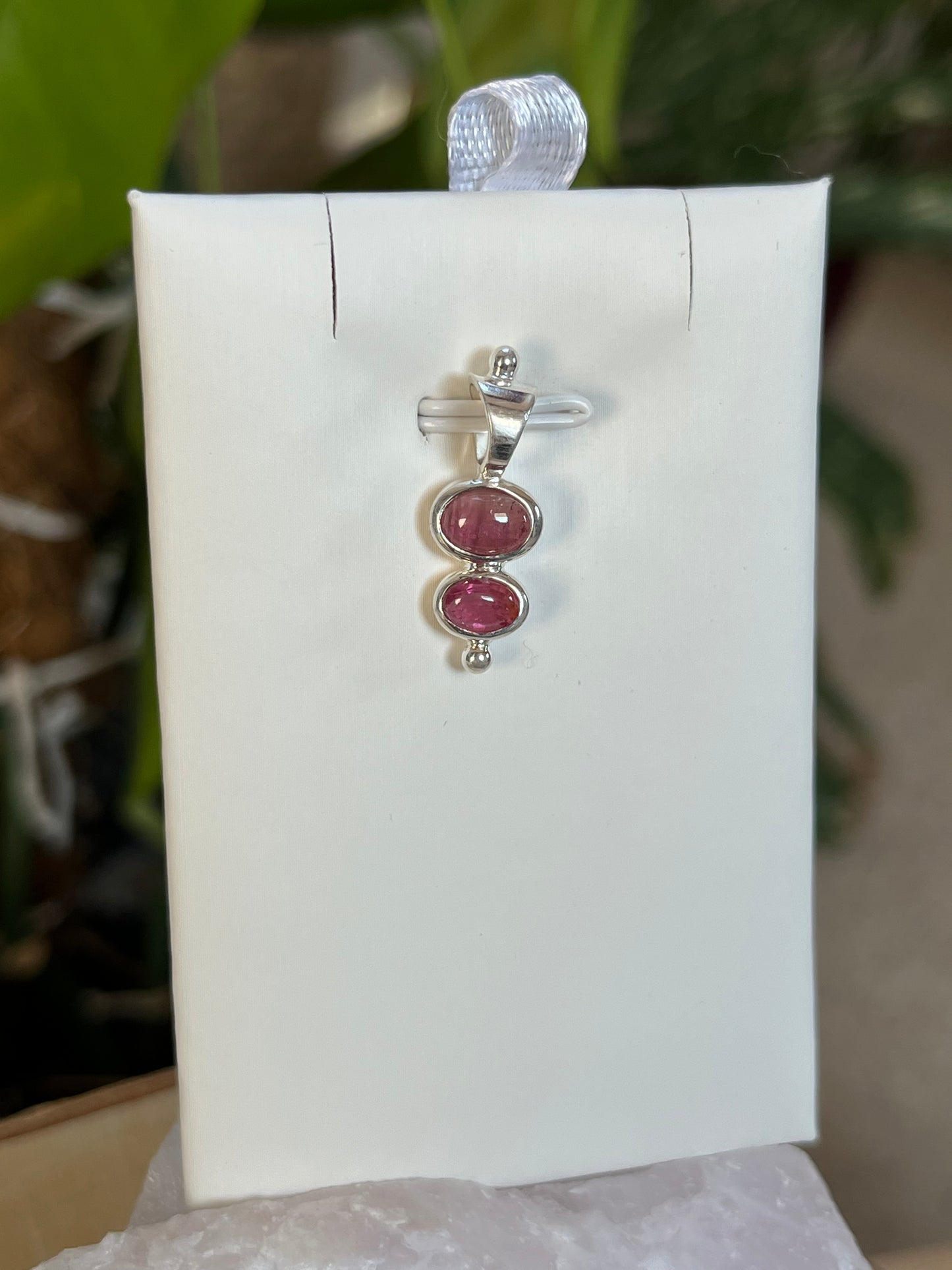 Rosa Turmalin Kettenanhänger 925 Silber gefasst – Edelstein Schmuck für Liebe & Herzenergie