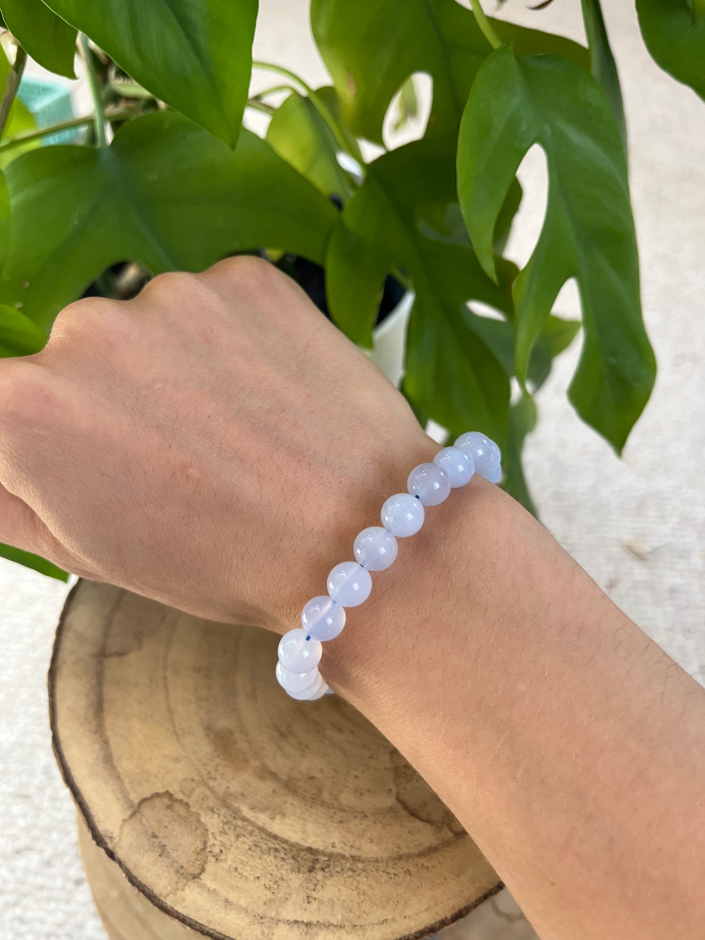 Calcedon Blau Kugel Armband
