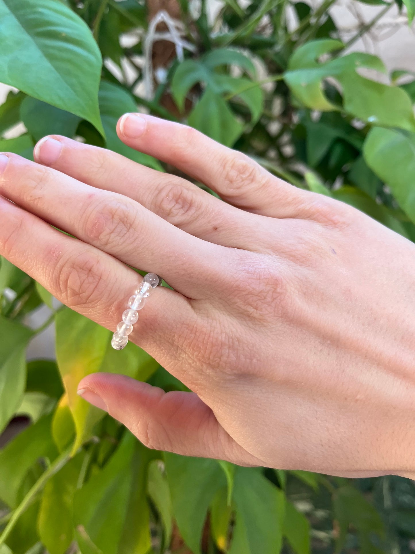 Bergkristall Ring elastisch - 4mm Kugeln