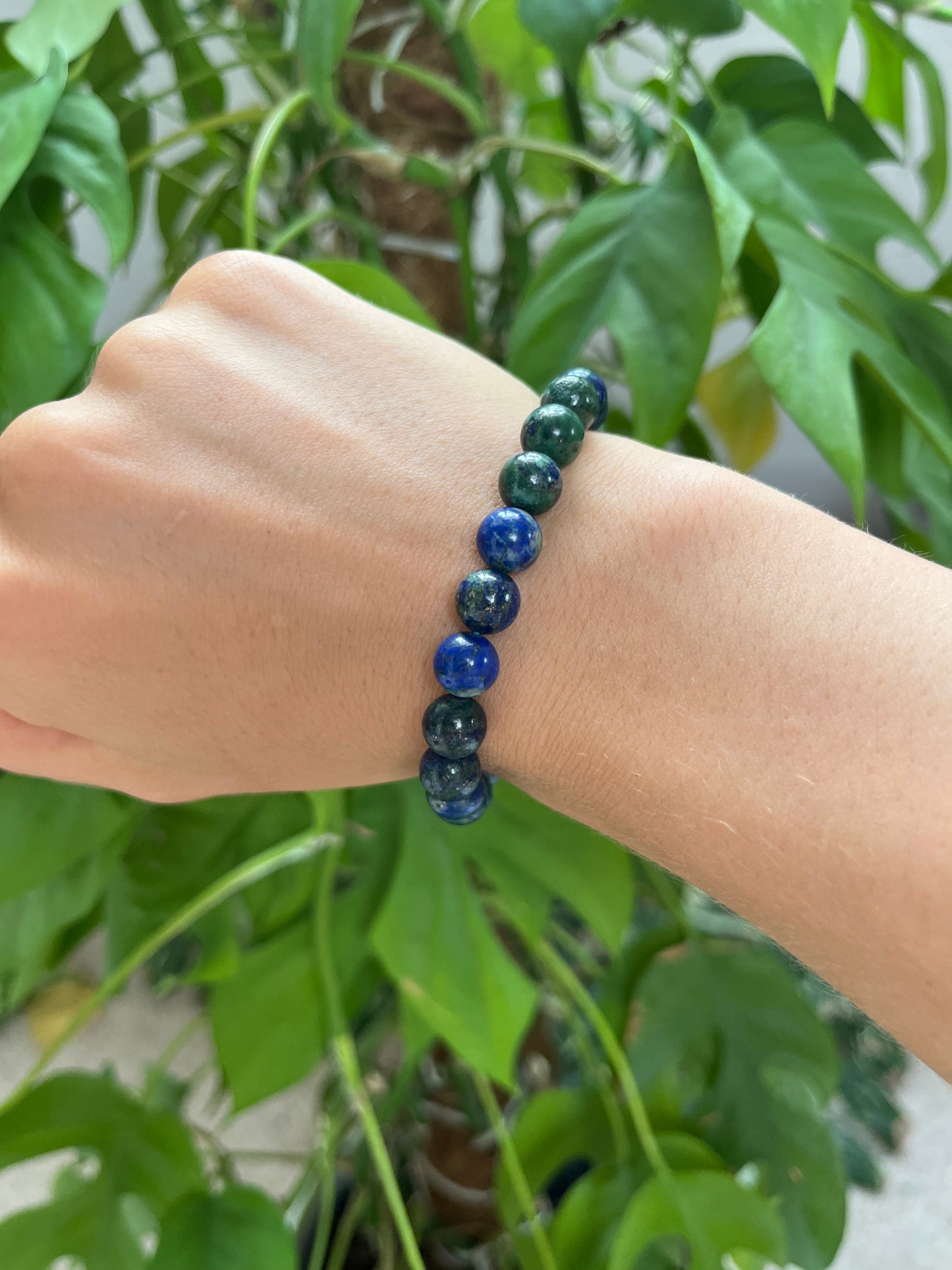 Azurit-Chrysokoll Kugelarmband 8 mm – Edelstein Schmuck für Intuition & Harmonie