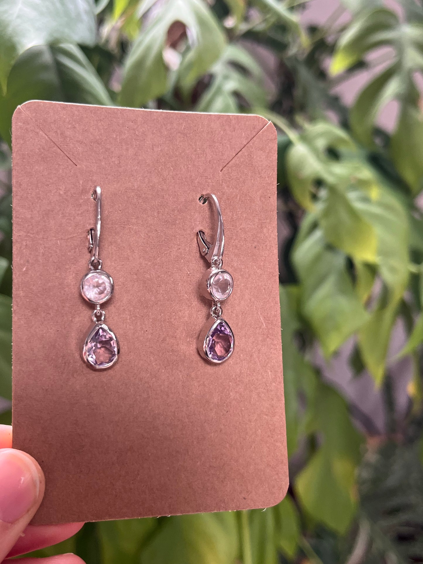 Amethyst & Rosenquarz Ohrringe facettiert 925 Silber – Edelstein Ohrhänger