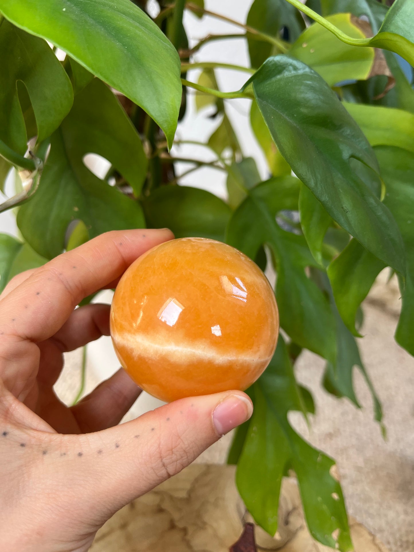 Orangen Calcit Kugel