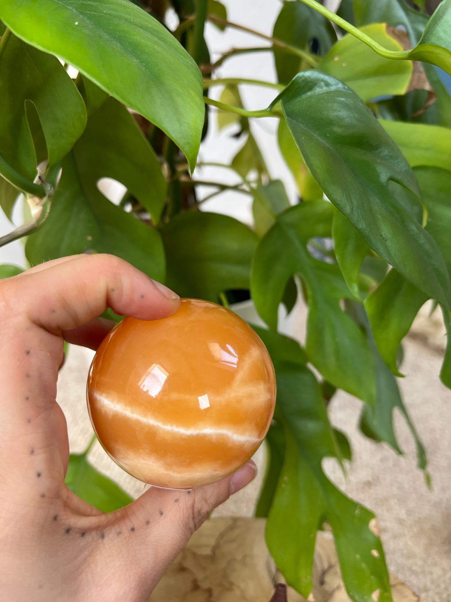 Orangen Calcit Kugel