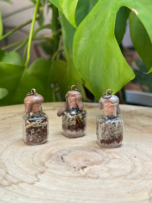 Spell Jar Kettenanhänger Schutz – Energetischer Talisman mit Obsidian