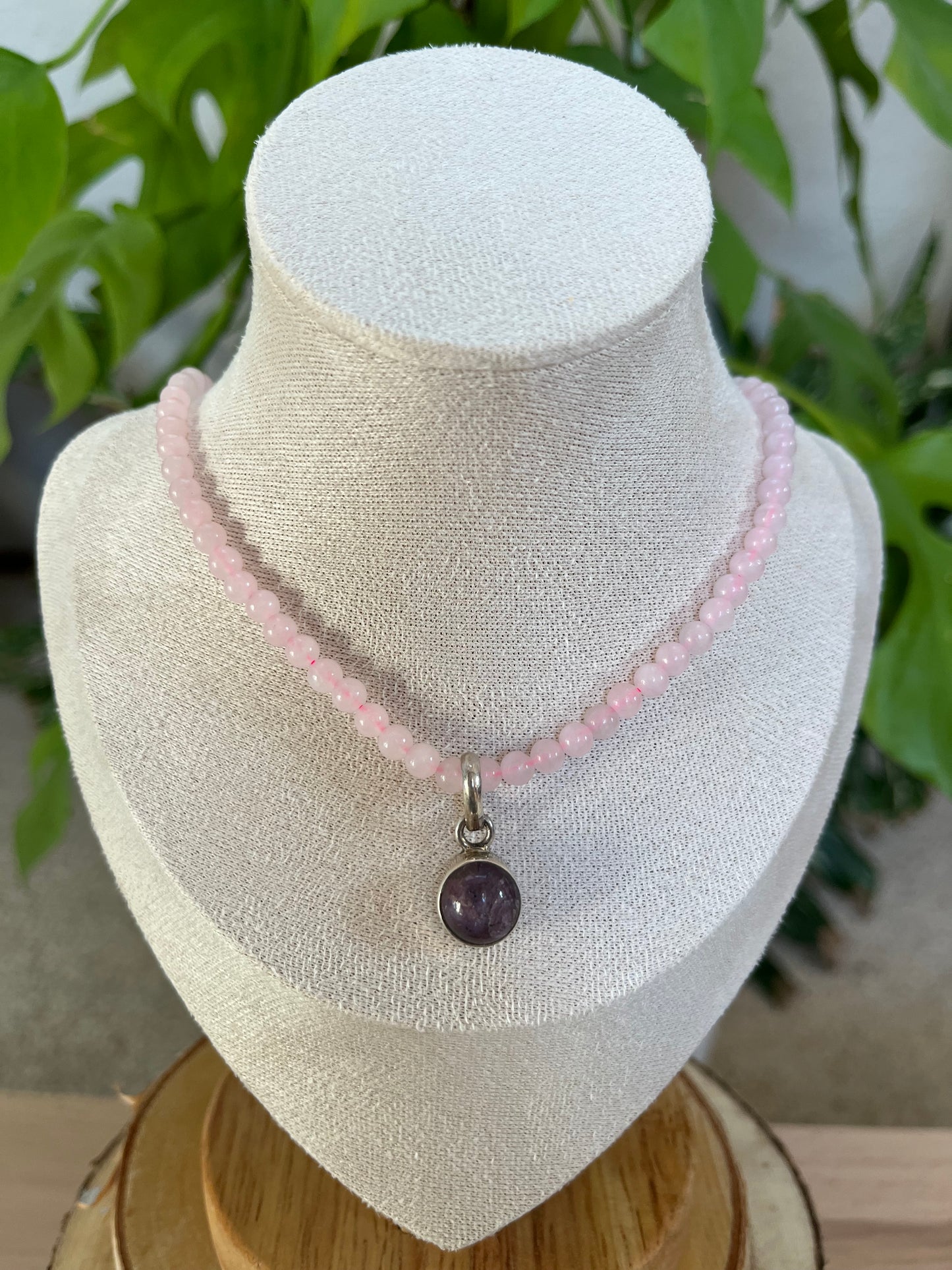 Rosenquarz Collier 4 mm – 45 cm | 925 Sterling Silber Verschluss