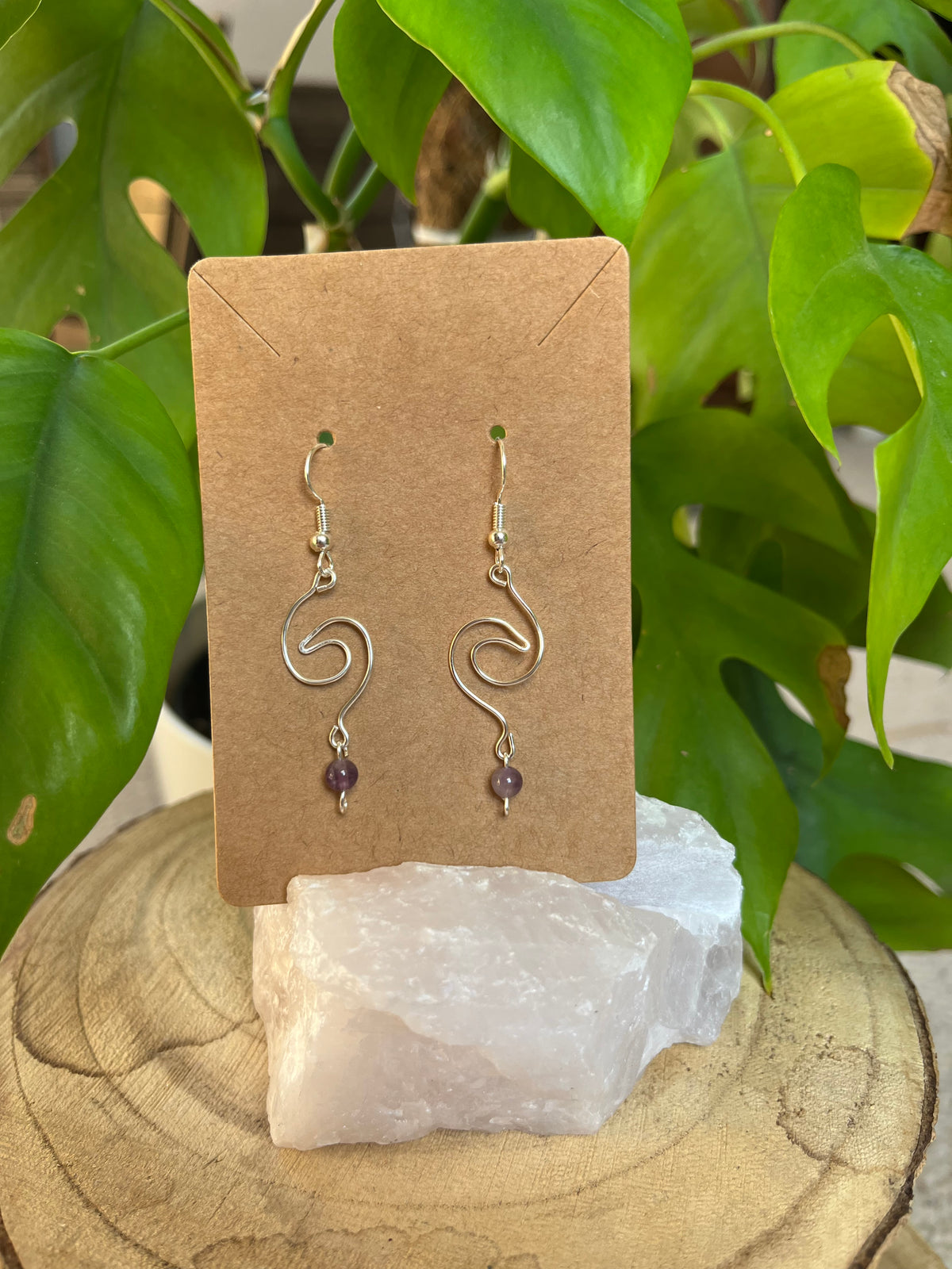 Amethyst Ohrringe handgefertigt – Edelstein Schmuck in Schmuckdraht oder 925 Silber