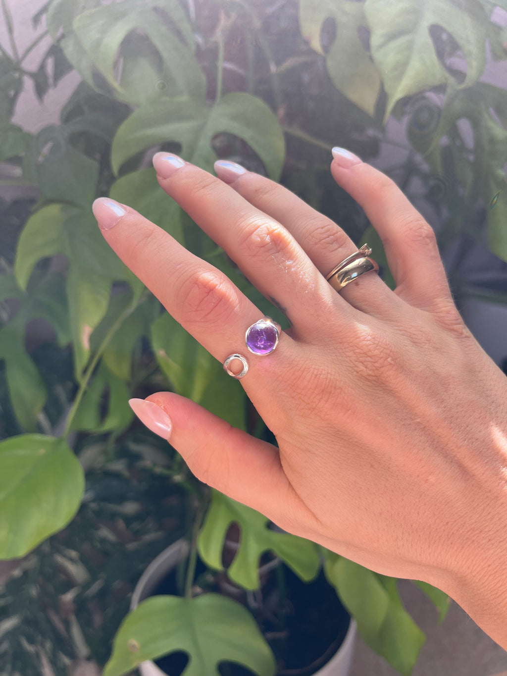 Amethyst Ring 925 Silber verstellbar