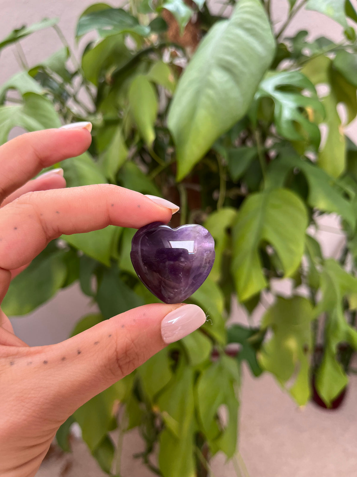 Amethyst Herz gebohrt