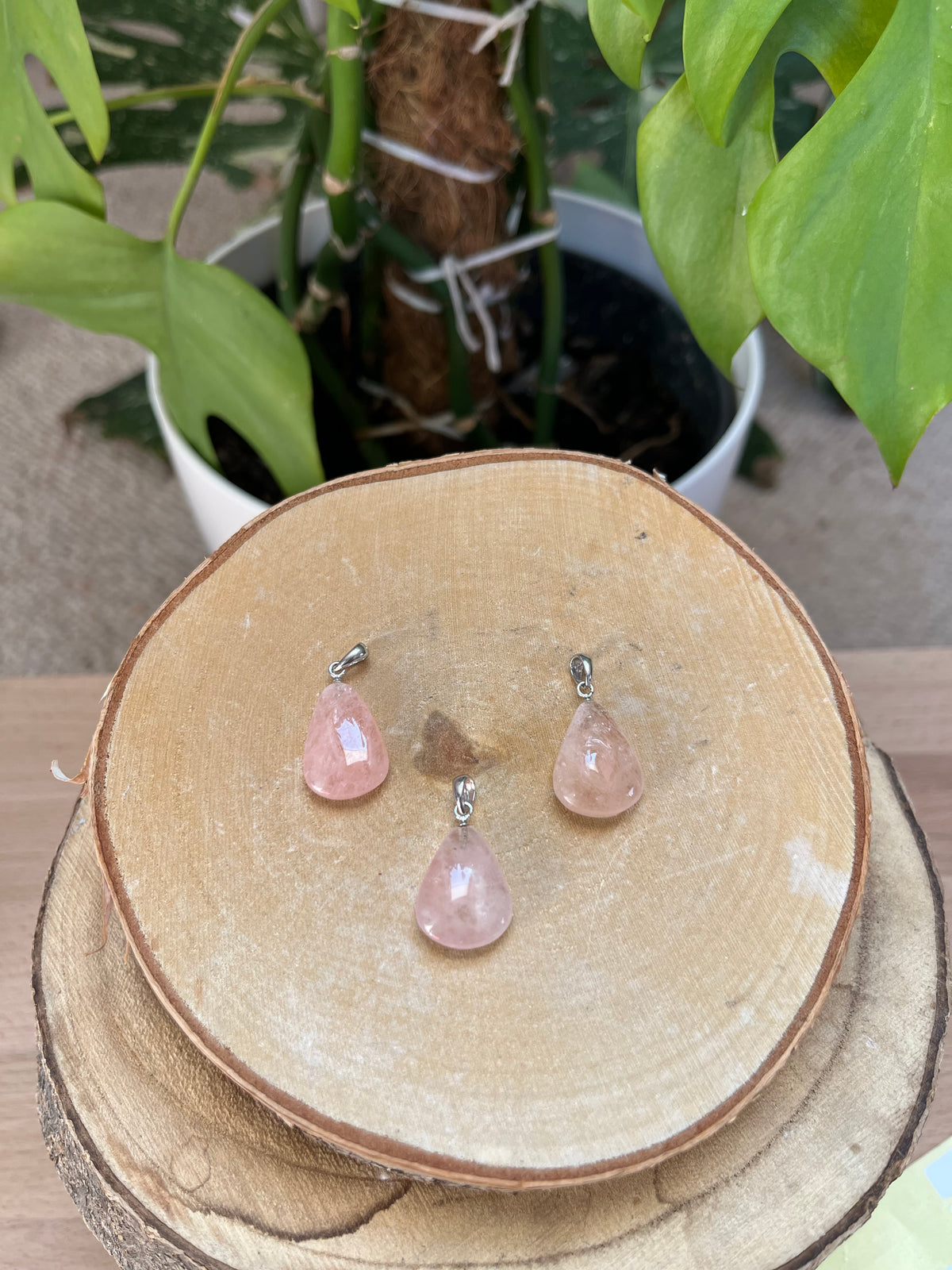 Morganit Tropfen Anhänger HQ 925 Silber Öse – Edelstein Schmuck für Selbstliebe & Herzenergie