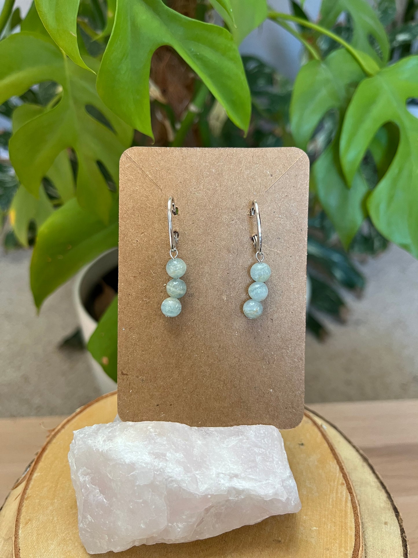 Aragonit blau Kugel Ohrringe – 925 Sterling Silber