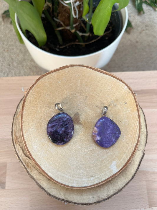 Charoit Kettenanhänger 925 Silber gestiftet – Edelstein Schmuck für Transformation & Klarheit