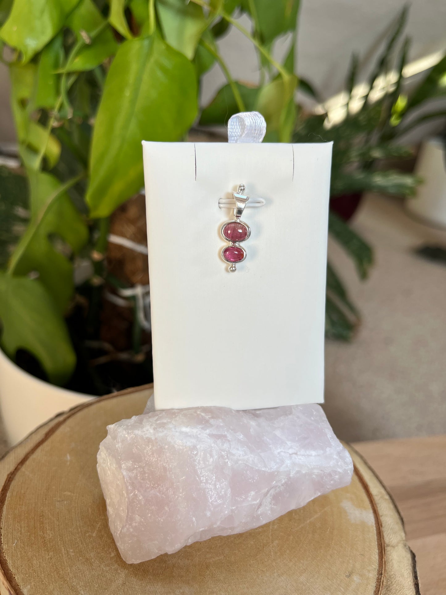 Rosa Turmalin Kettenanhänger 925 Silber gefasst – Edelstein Schmuck für Liebe & Herzenergie