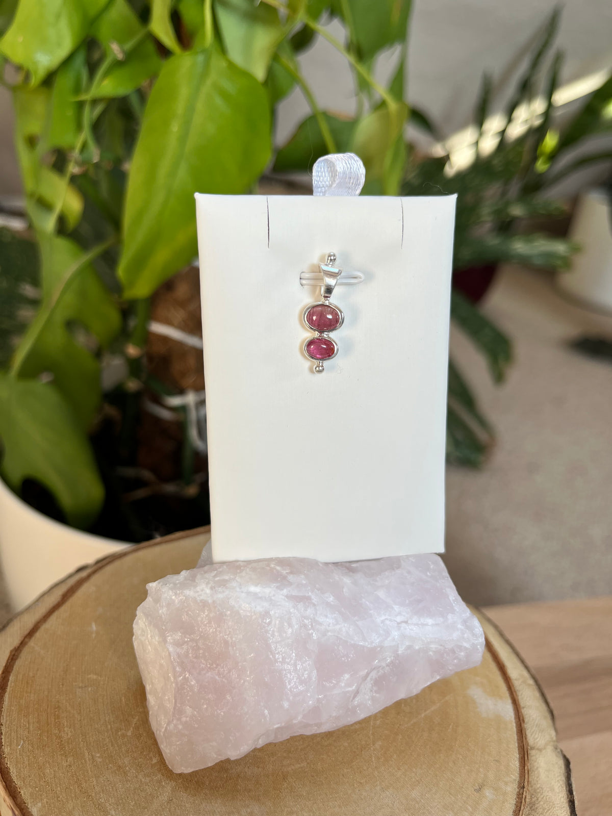 Rosa Turmalin Kettenanhänger 925 Silber gefasst – Edelstein Schmuck für Liebe & Herzenergie