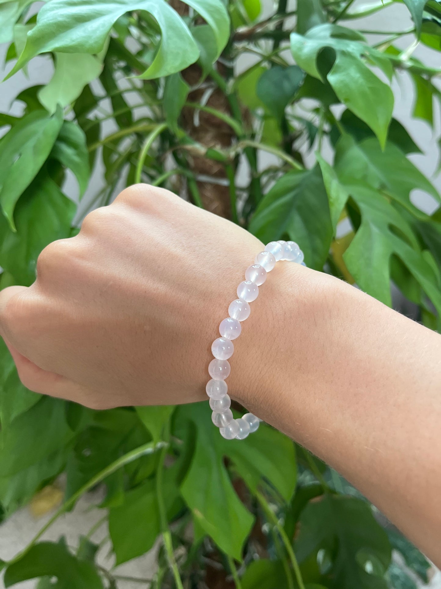 Rosa Calcedon Kugelarmband 7 mm – Edelstein Schmuck für Sanftheit & Harmonie