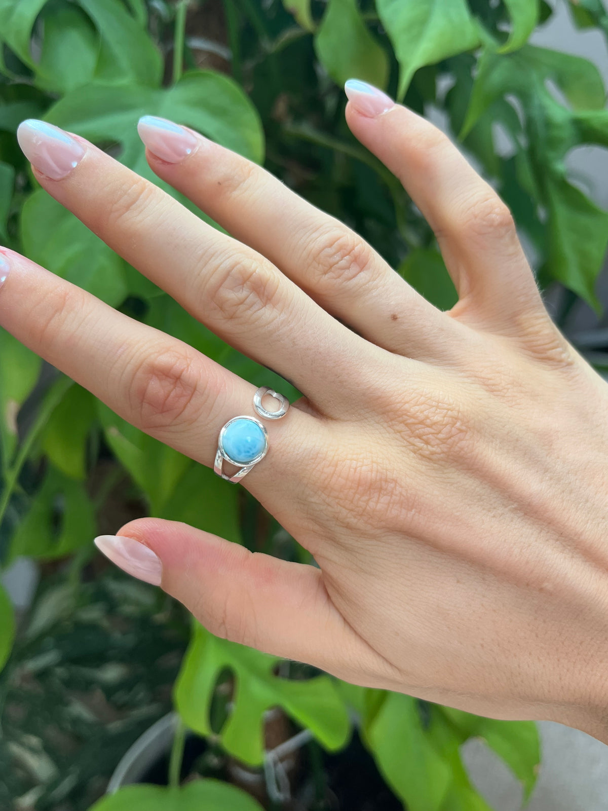 Larimar 925 Silber Ring verstellbar