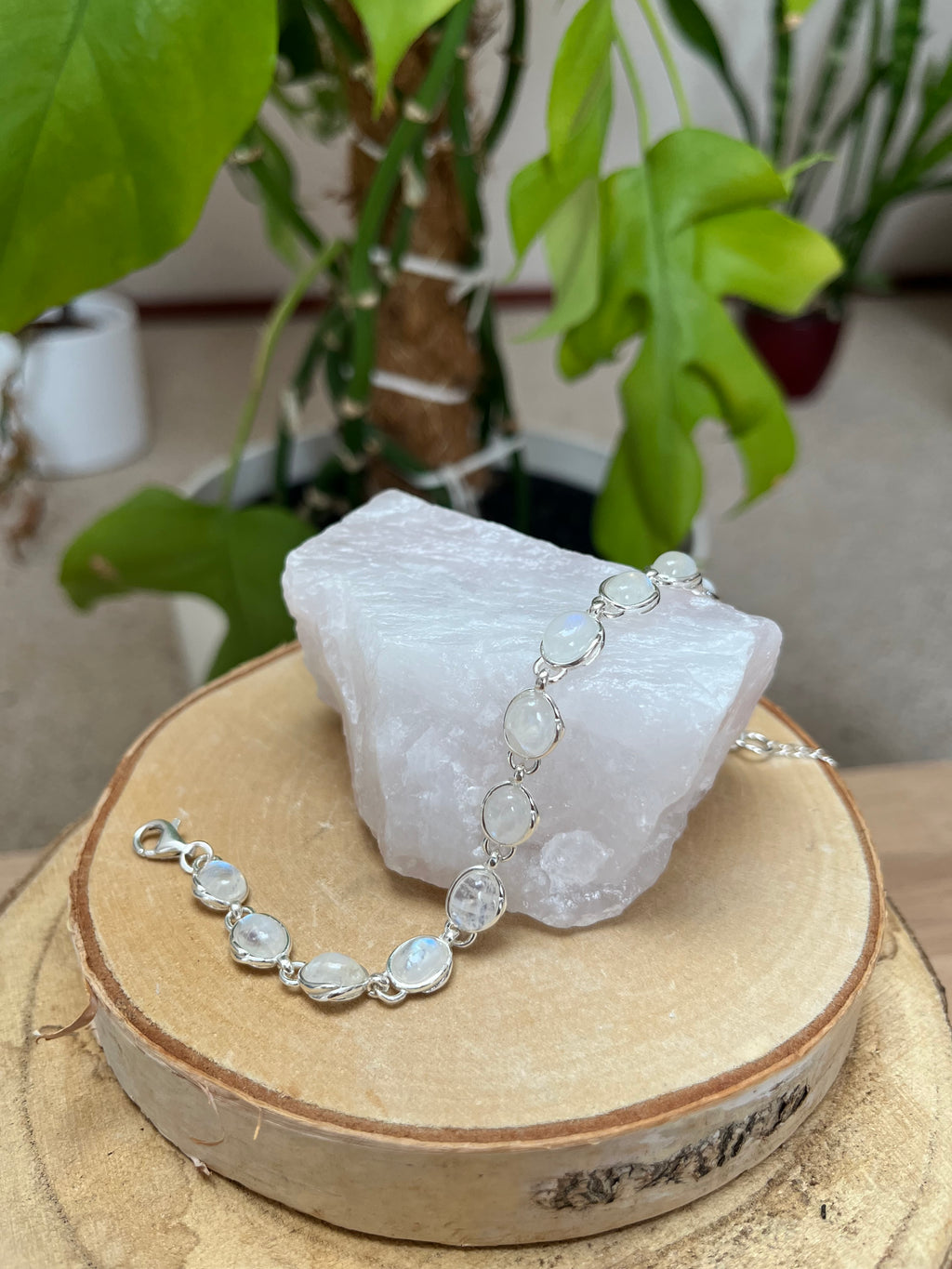 Weißes Labradorit Silber Armband